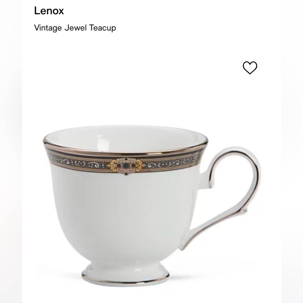 NWT Lenox Vintage Jewel China Teacup & Saucer